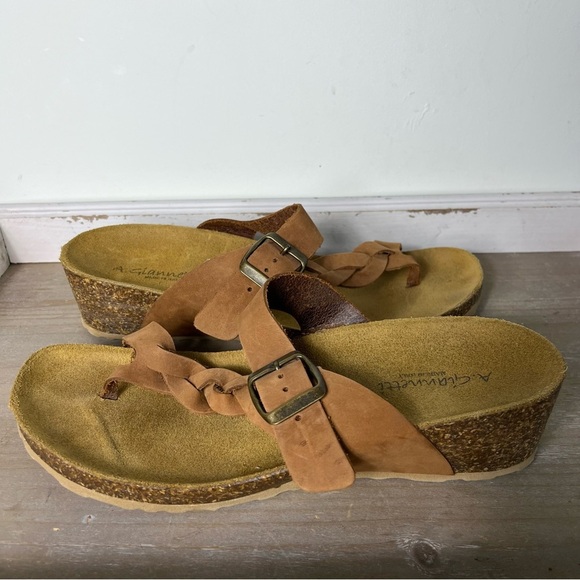 A. Gianetti Italian Leather Sandals | Brown Braided Suede | Fits US 9 - Picture 9 of 14